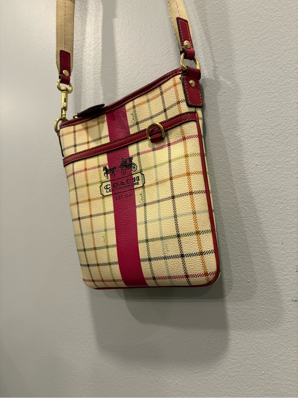 Authentic Coach Poppy Tartan Plaid Crossbody Swingpack Bag - Picture 6 of 15
